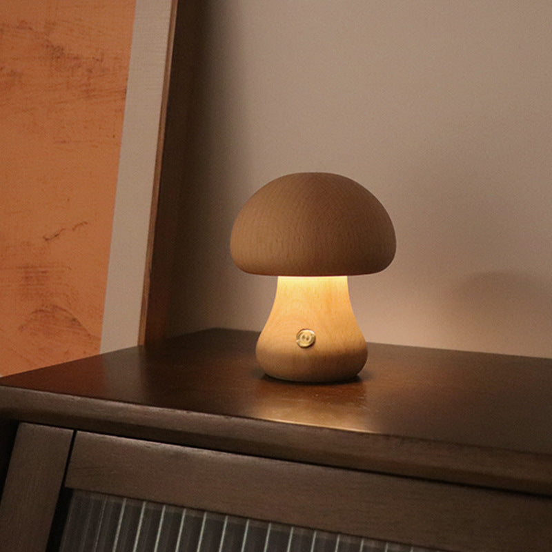 Ins Ahşap Sevimli Mantar LED Gece Işığı Dokunmatik Anahtarlı Yatak Odası Başucu Masa Lambası Çocuk Odası Odası Uyuyan Gece Lambaları Ev Dekor