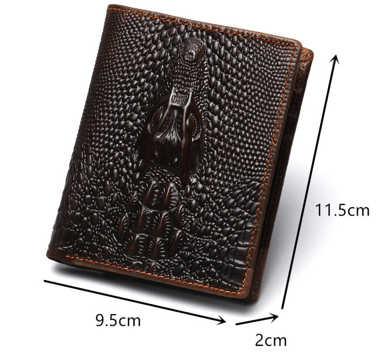 Fashion Casual Men's Wallet Retro Wax Wax Skin Crocodile Patrón de cocodrilo