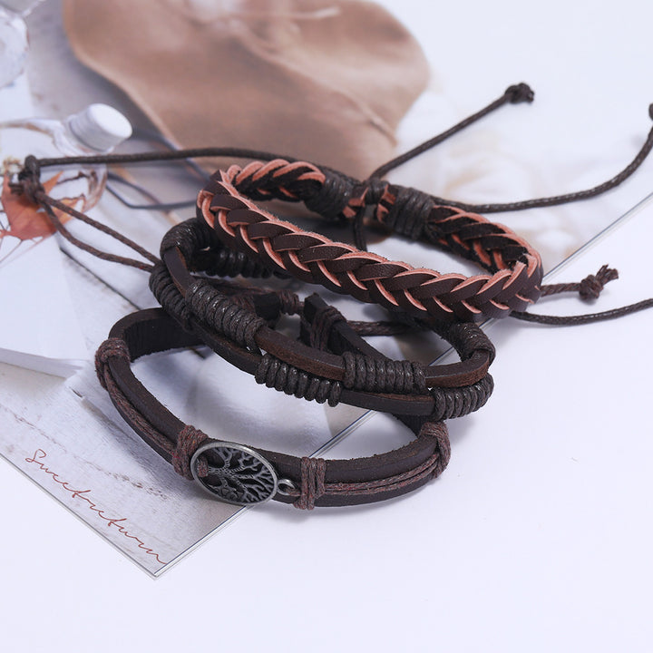 Tree Of Life Men's Leather Woven Bracelet