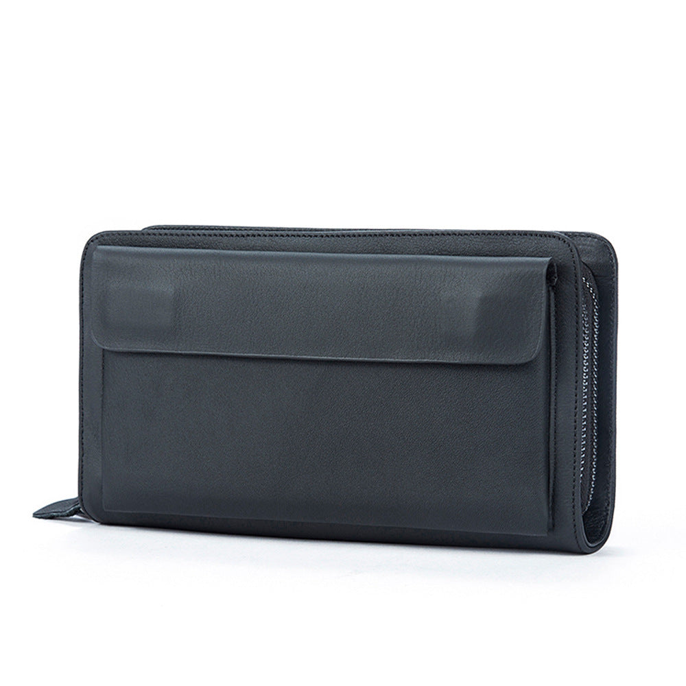 An chéad chiseal cowhide clutch sparán zipper ciseal dúbailte