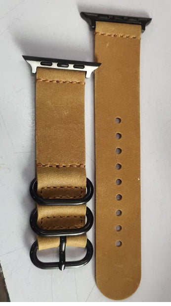 Nubuck lederen drie-ring pin gespeld horlogeband