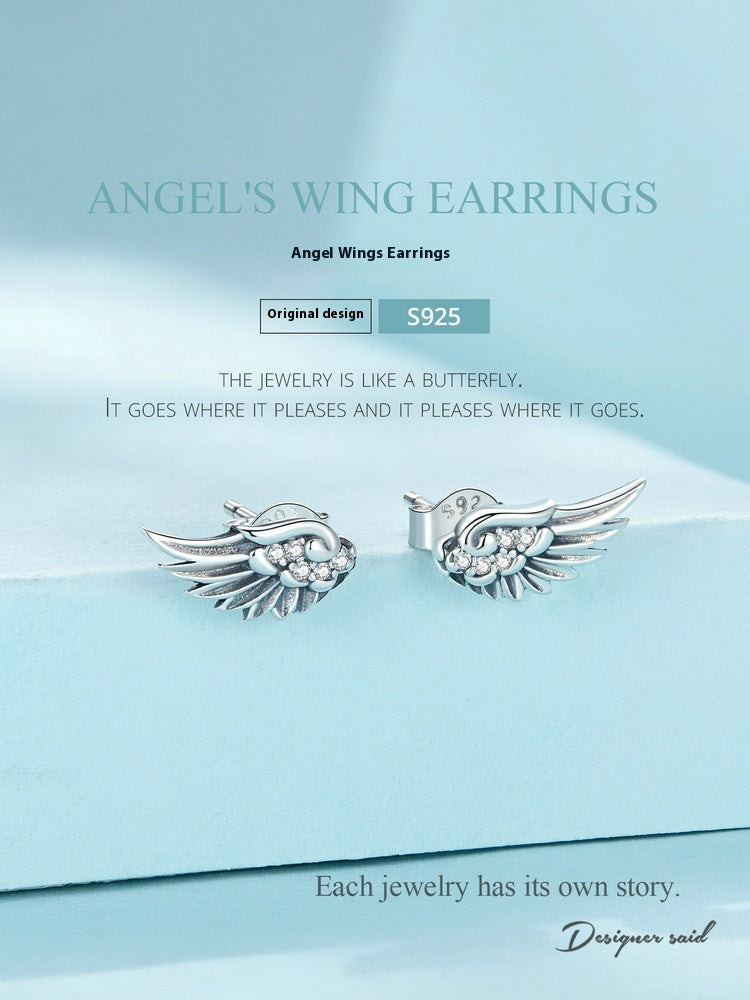 Antifule Cross Randing Hot Sedlect Angel Wings Wings Light Luxury Peather Crings Серьги