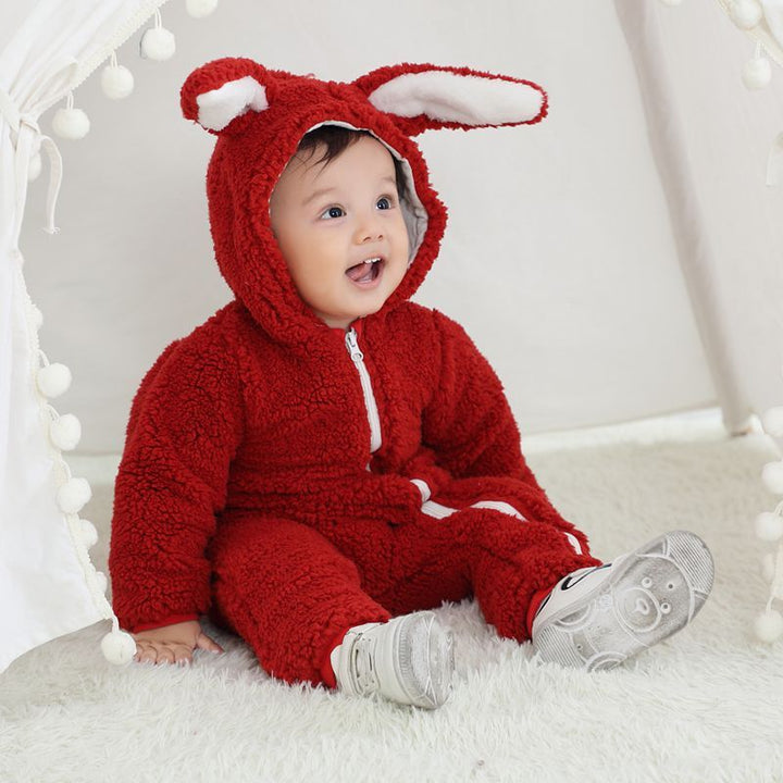 Macacão de orelhas de coelho quente do bebê de moda