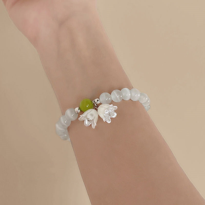 Fairia retro Linglan Flower Breaded Bracelet para mulheres