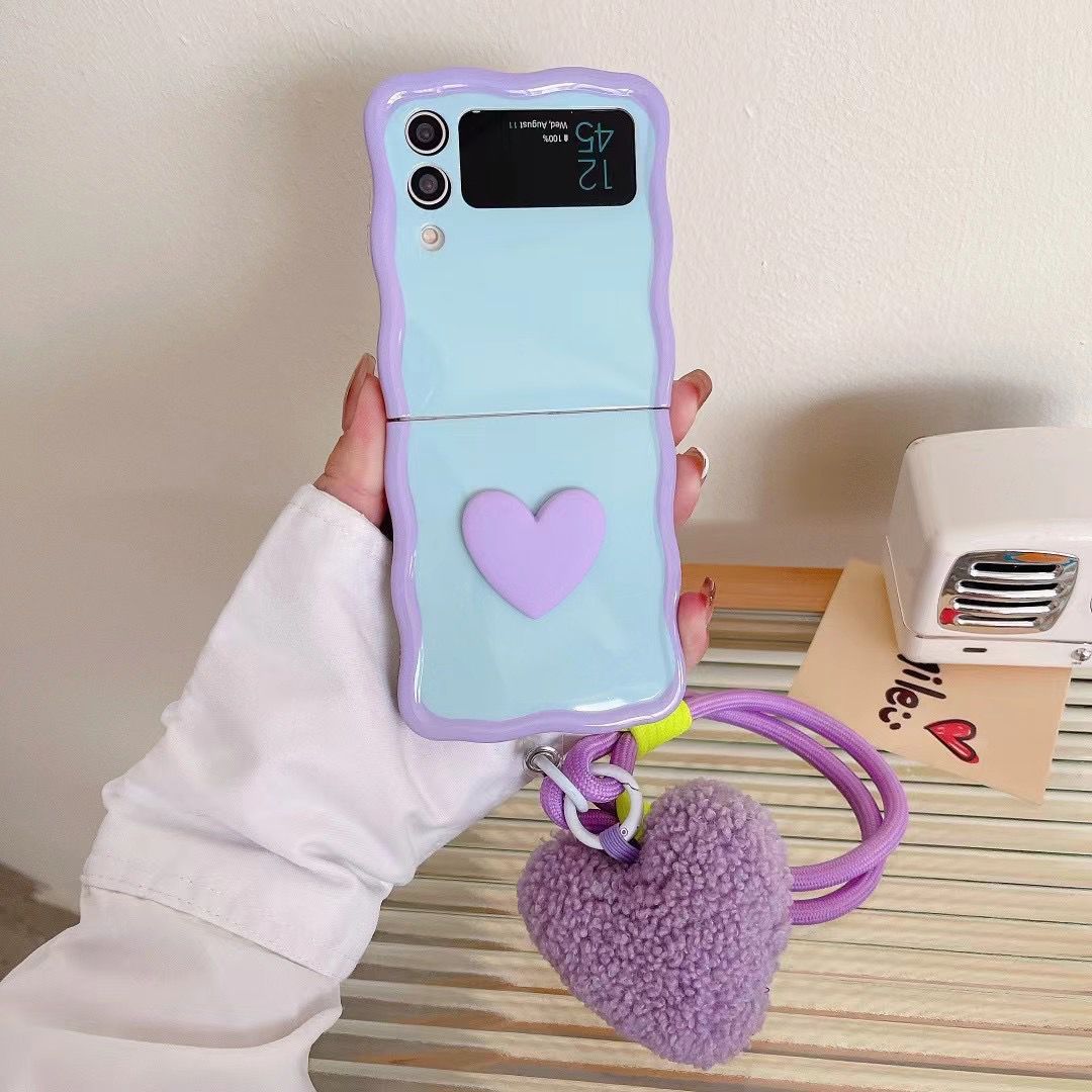 Small Heart Mobile Phone Shell Cute Plush Lanyard Case