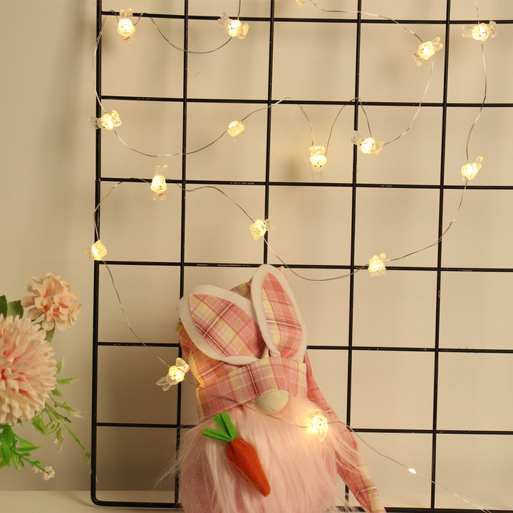 Easter LED Bunny String Lights påskdekoration för Home Morot Rabbit Fairy Light levererar Happy Easter Gifts Party Favor