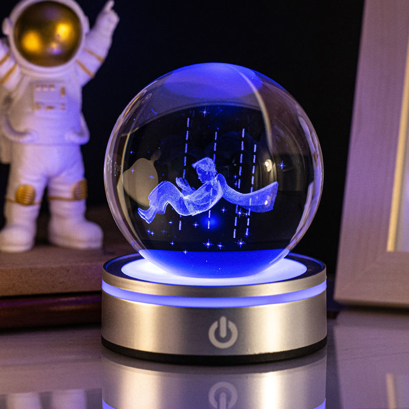 Творческий 3D внутренняя резьба светящаяся хрустальный шарик красочный градиент маленький ночной ламп украшения подарки выбор