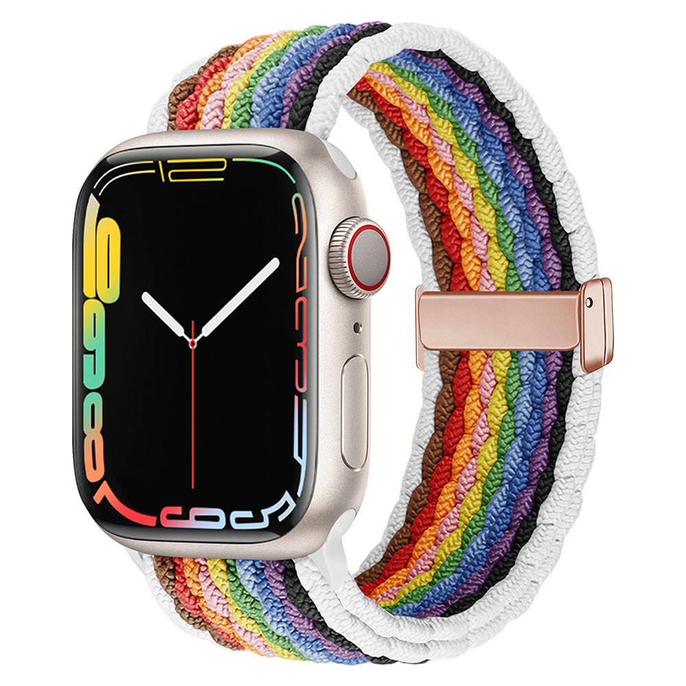 Uhrengurt Regenbogen Nylon gewebt