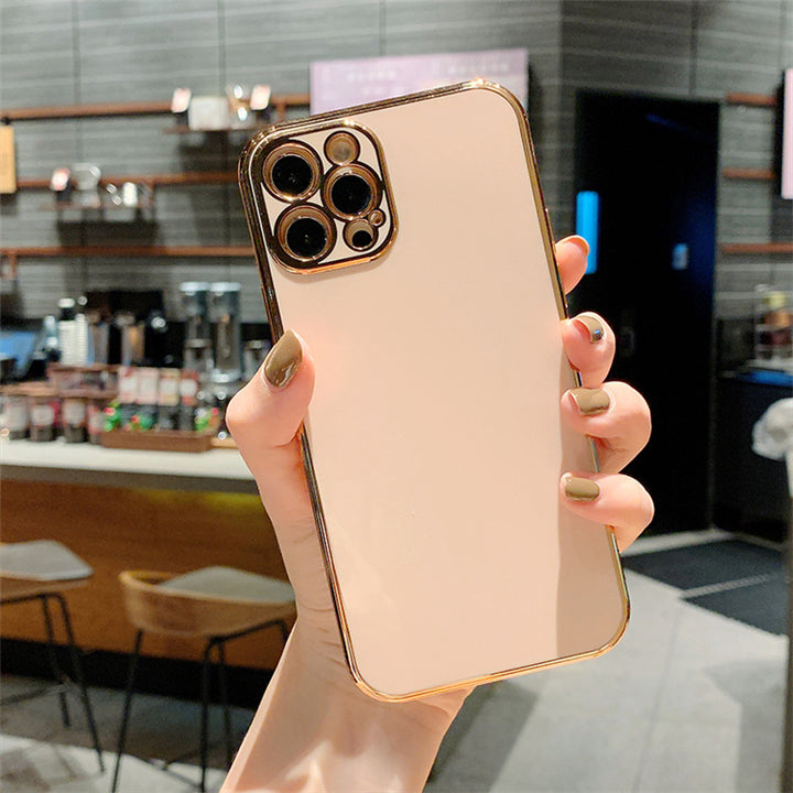 Compatible With  Luxury Gold Plated Case Silicone Stripes Electroplated Cover