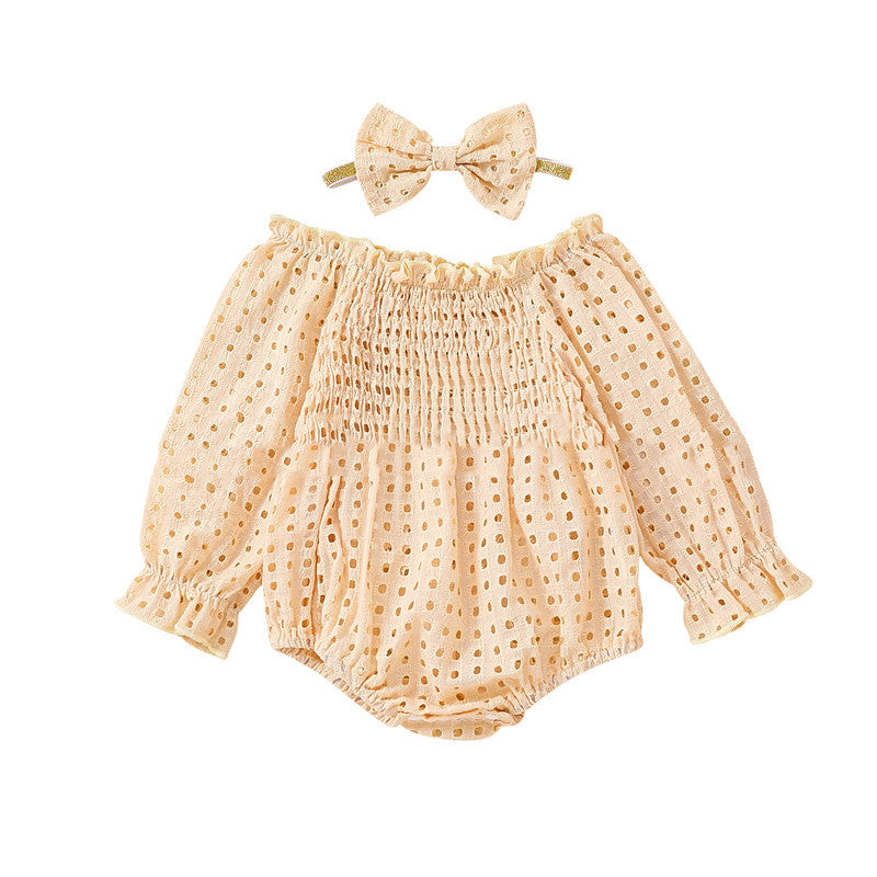 Maglie di cotone per bambina Smocante manica lunga da abbigliamento a spalla