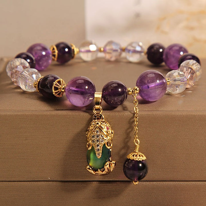 Amethyst nádúrtha Bracelet Bracelet Stíl eitneach Mná