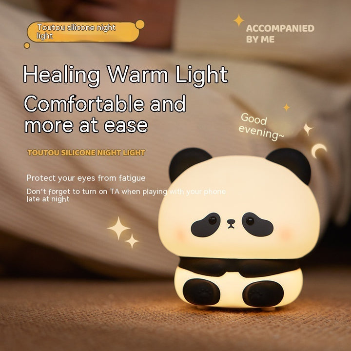 Panda led nattljus söt silikon nattljus USB uppladdningsbar beröring nattlampa sovrum timing lampdekoration barns presentinredning