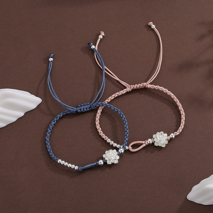 Minsheng Lucky Lotus Woven Hand Strap Bracelet Light Luxury minoritaire exquis tissé à la main