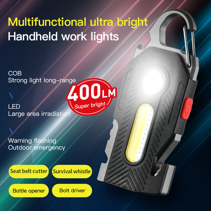 Multifunctioneel oplaad noodlicht handig sleutelhanger werk lichte cob hoge helderheid onderhoud licht buiten camping led -licht buitenlamp