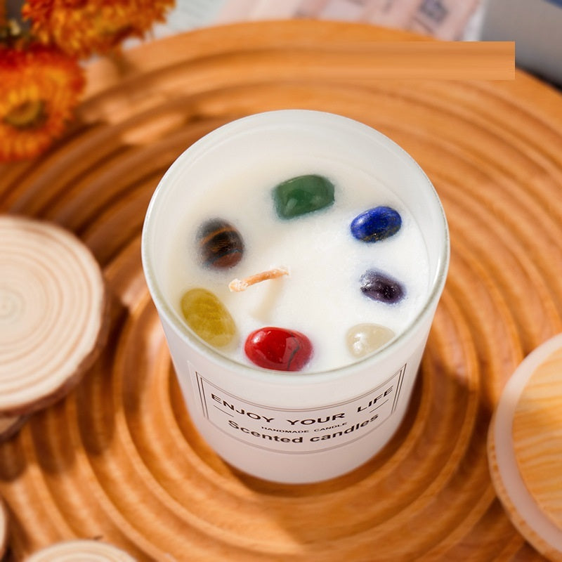 Naturalny kamień aromaterapii świece wosk soi bezdomne świece pudełko prezent świąteczny