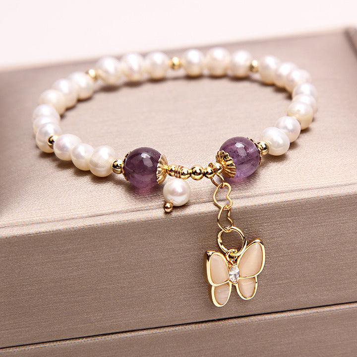 Bracelet bracelet en quartz de fraise en eau douce bracelet femelle