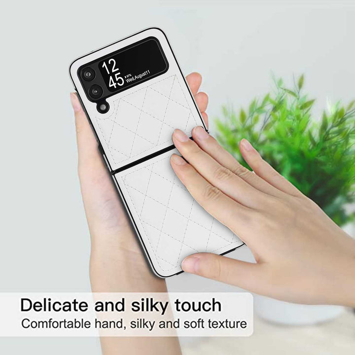 Carcasă de telefon cu piele de piele texturată cu ecran pliabil