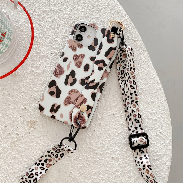 Pulsera de impresión de leopardo con la misma caja de teléfono de cordón