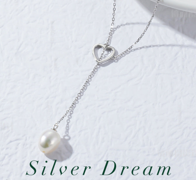 S925 Collar de perlas de agua dulce natural
