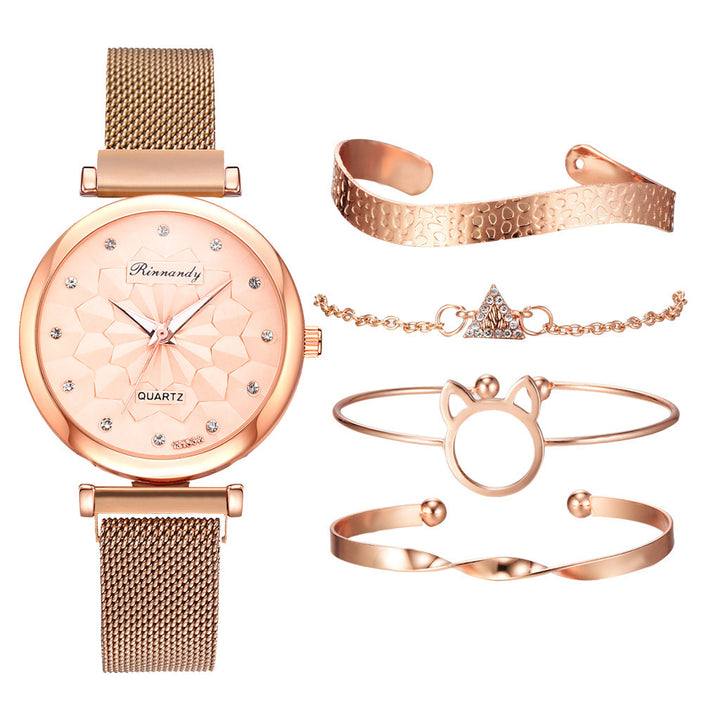 Fleur Boucle magnétique Milan Mesh Strap Watch Bracelet Bracelet