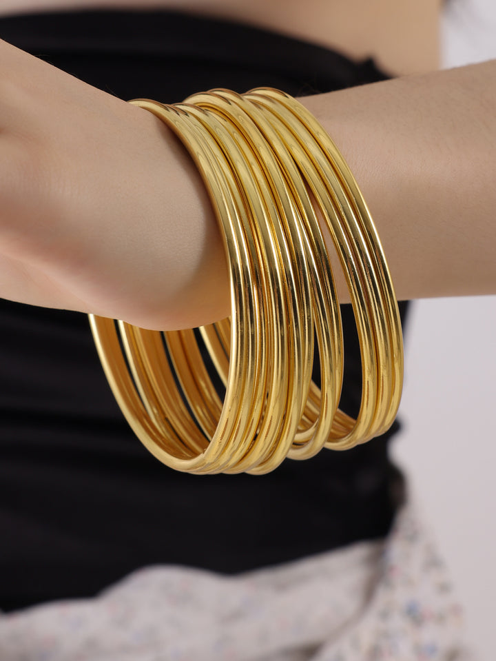 Pulseras de múltiples capas de estilo europeo y americano con personalidad femenina y conjunto de brazalete de capas geométricas de aleación