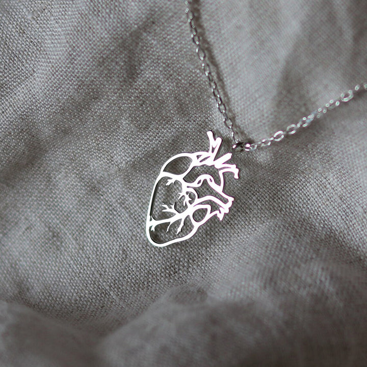 Heart Anatomy Necklace Silver Plated