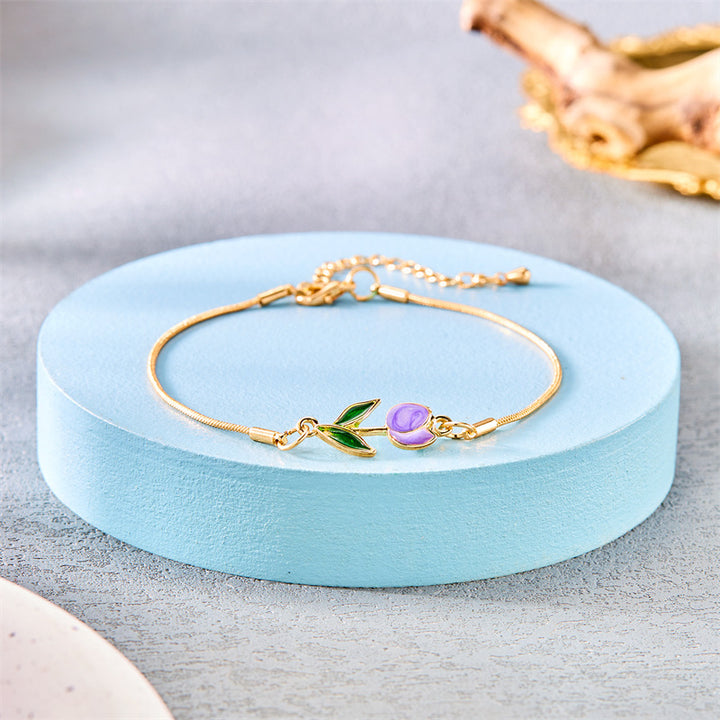 Bracelet de collier à huile de chute de mode tulipe romantique