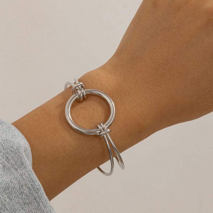 Design Double-layer Hollow Knot Open-ended Bracelet Women