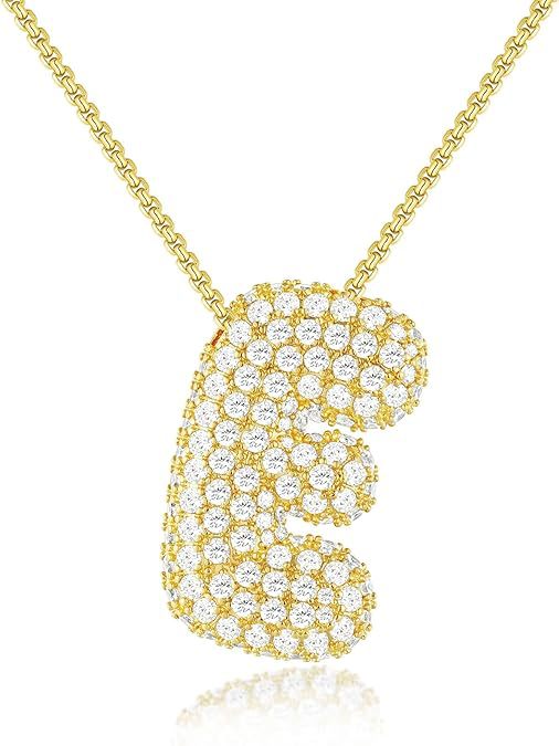 Collier de lettre d'anglais en laiton Zircon Balloon