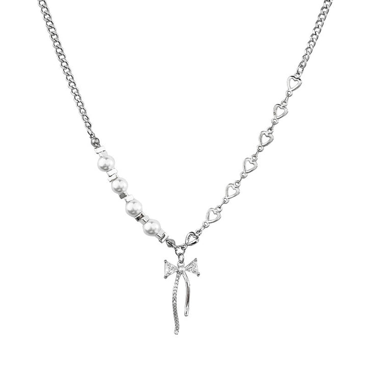 Special-interest Design Bow Pearl Necklace