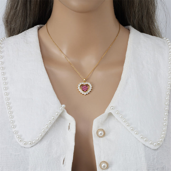 Diseño de corazón amoroso Color de circón Collar de acero de titanio para mujeres