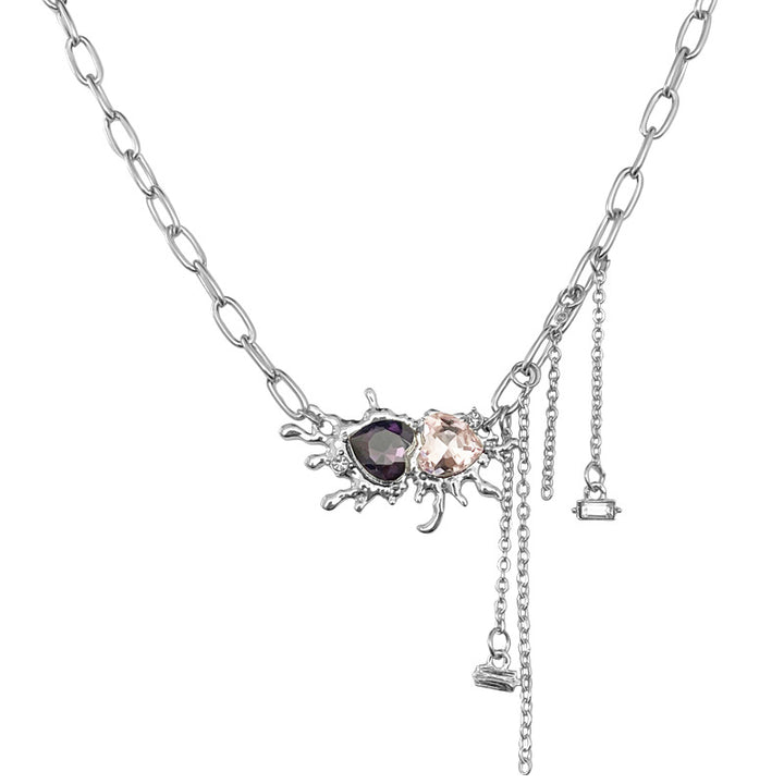 Süße kühle zweifarbige Herz Quasten Halskette für Frauen besonderes Interesse Licht Luxus