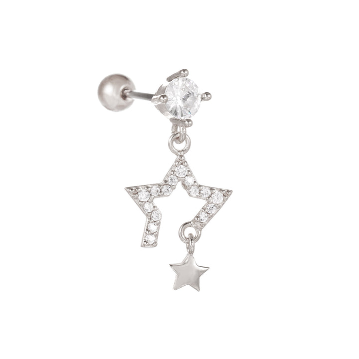 Mode smycken Piercing Star Moon Cubic Zirconia rostfritt stålhänge