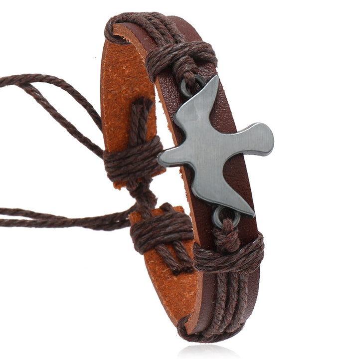 Enkel handgjorda vävda justerbara läderarmband kreativa
