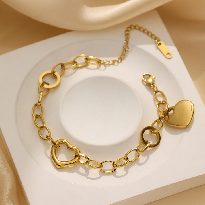 Bracelet en forme de cœur plaqué or de 18 km pour femmes