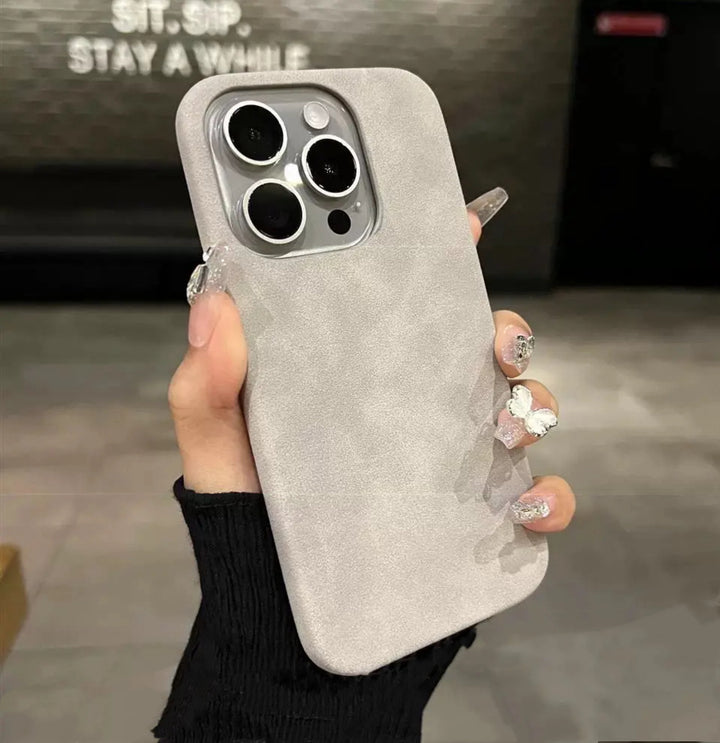 New High-grade Solid Color Suede Phone Case