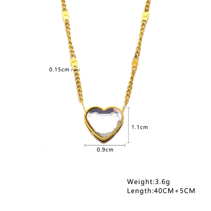 Edelstahl Halskette mit Diamanten liebevollen Herz Zirkonfrauen