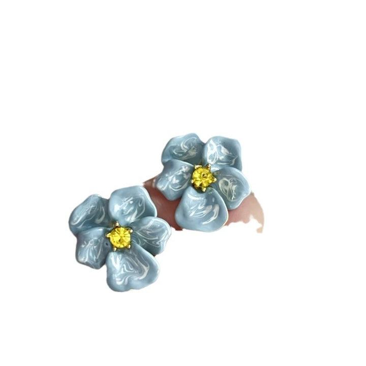 Retro druppel geglazuurde bloem gele diamanten oorstoppen niche