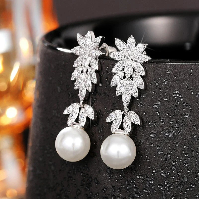 Wedding Dress Earrings Super Shiny Pearl