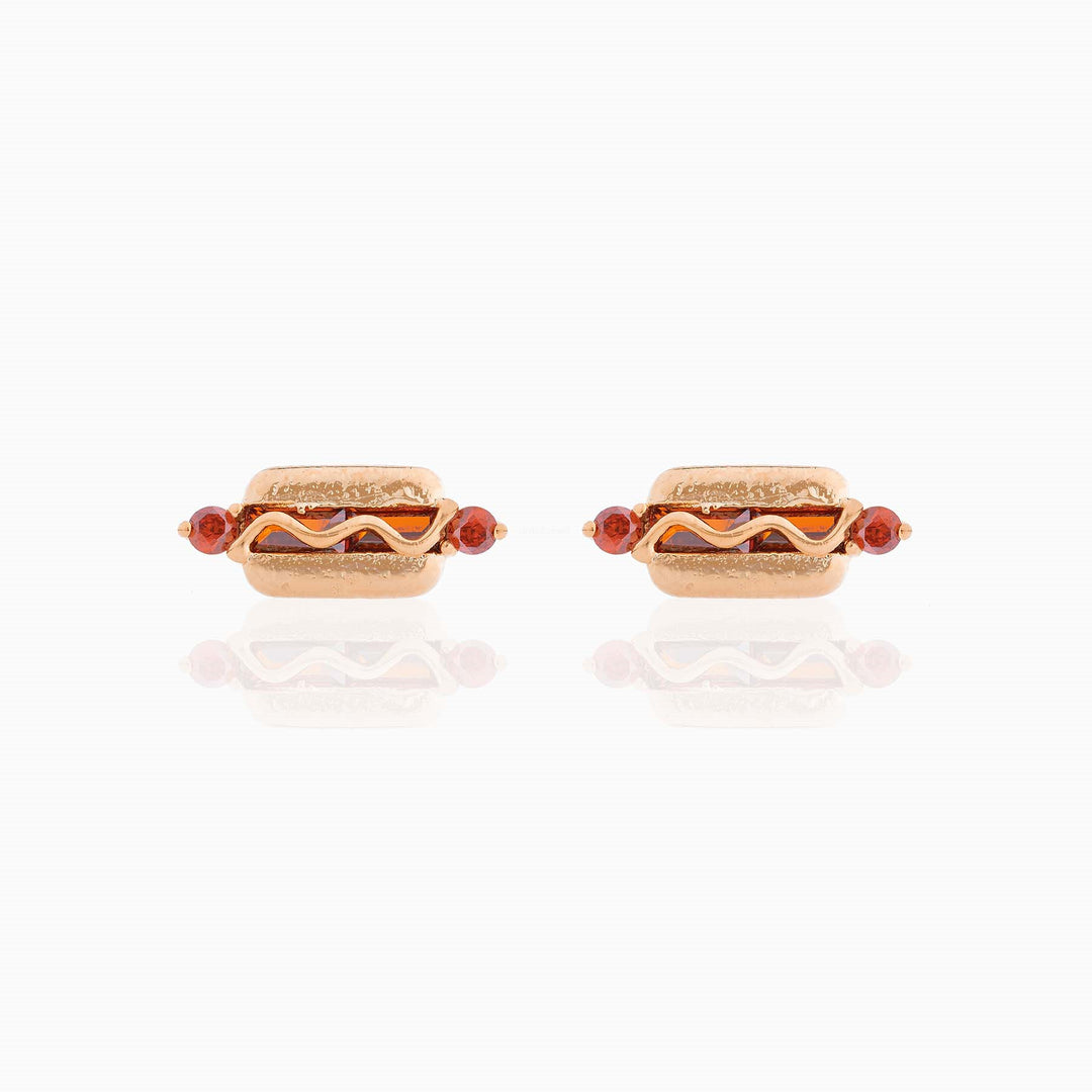 18k Real Gold Color-bevarande Fruit Hamburger Series Ear Studs