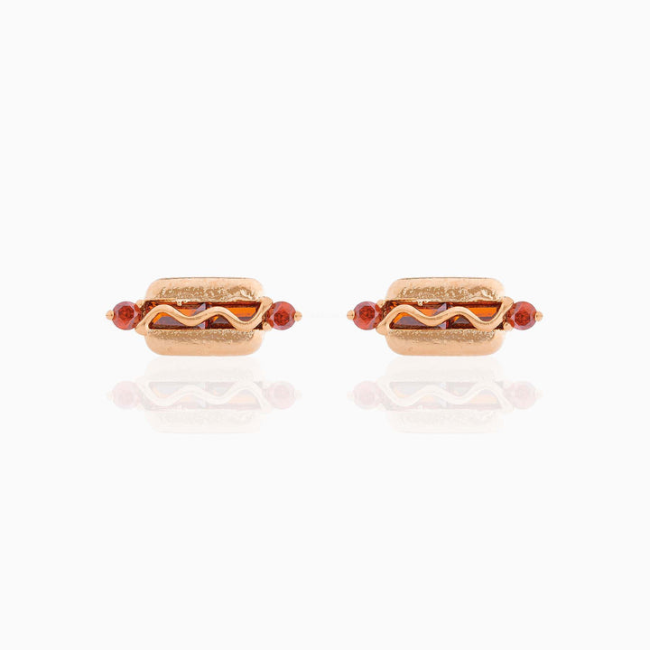 18k Real Gold Color-bevarande Fruit Hamburger Series Ear Studs
