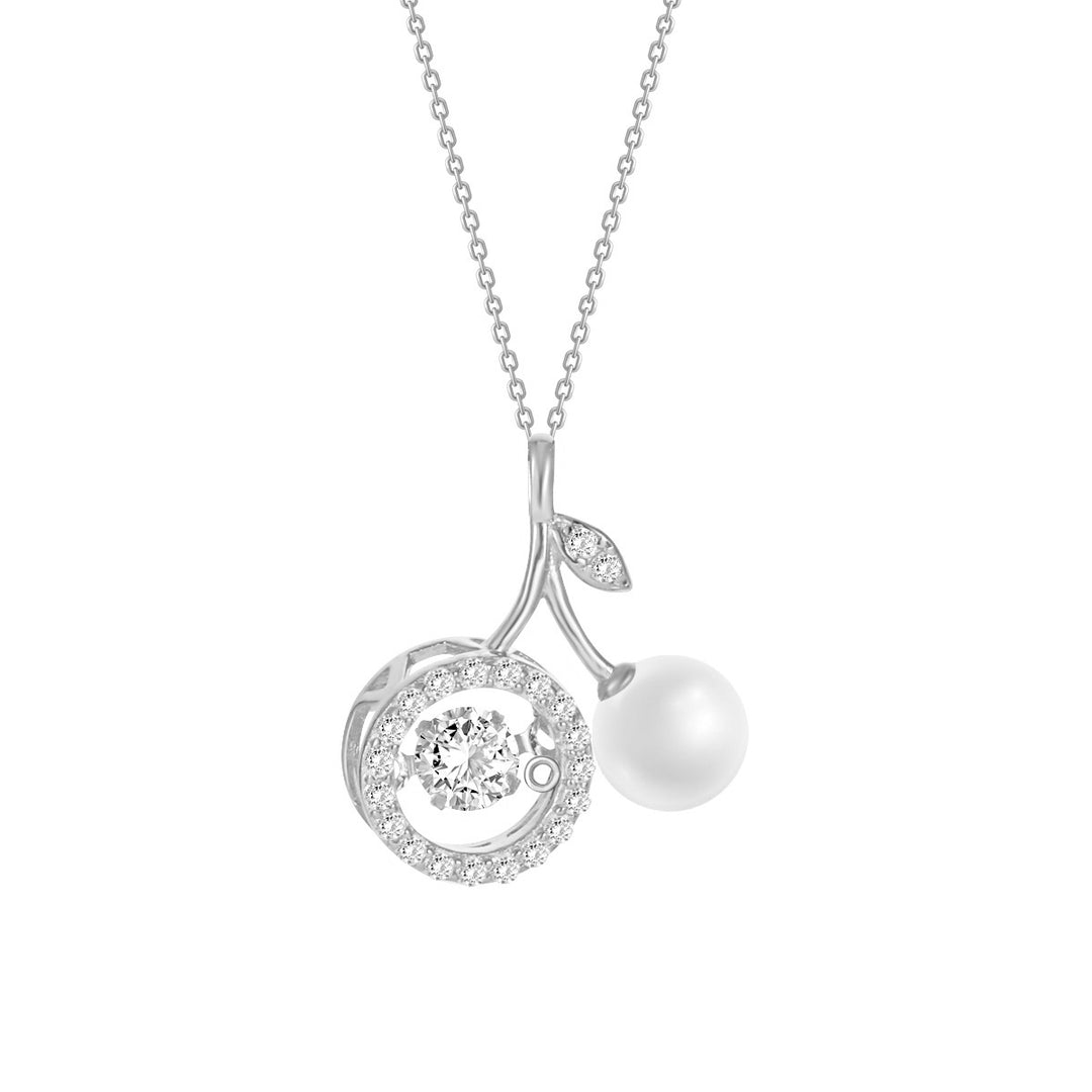 S925 Sterling Silver Cherry Necklace For Women Light Luxury Minority Design Sense