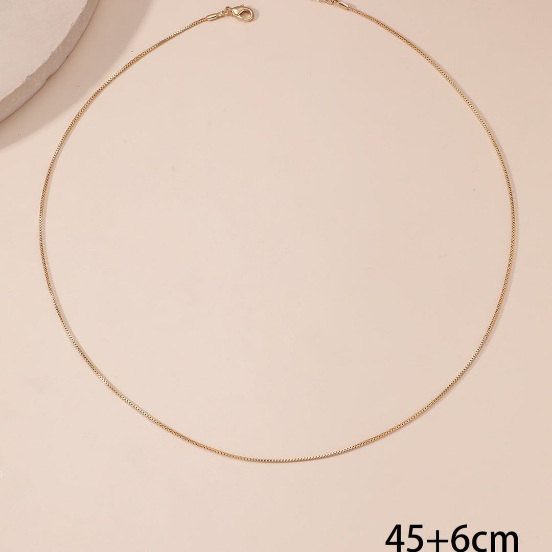 Simple Copper Plated Gold Box Necklace