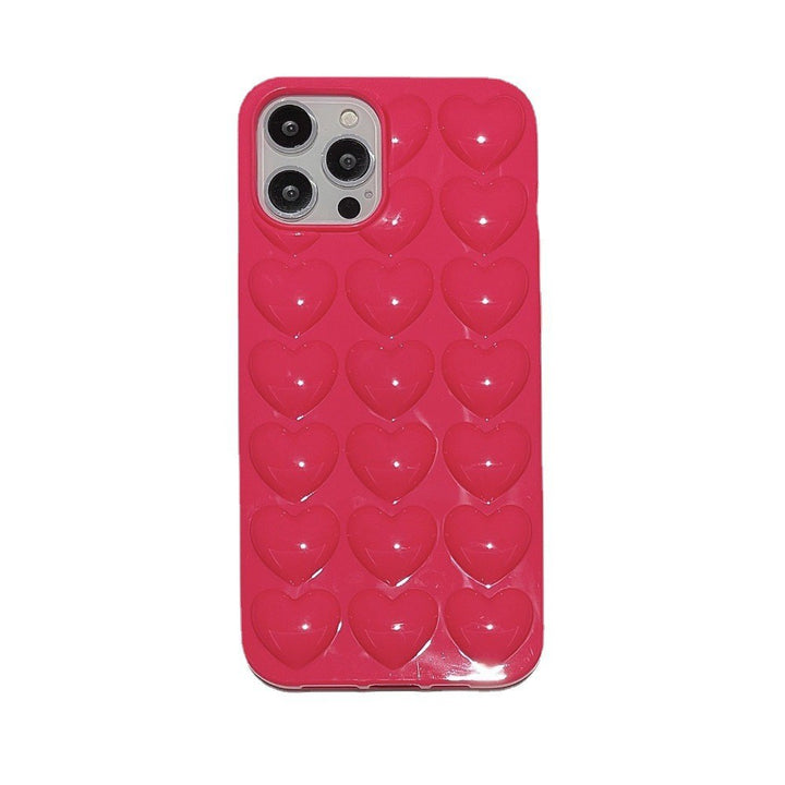 Solid Color Stereo Heart Mobile Phone Shell