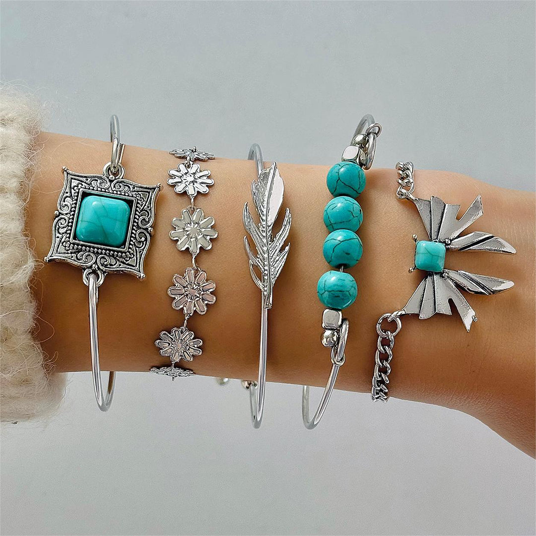 Bracelet à feuilles turquoise