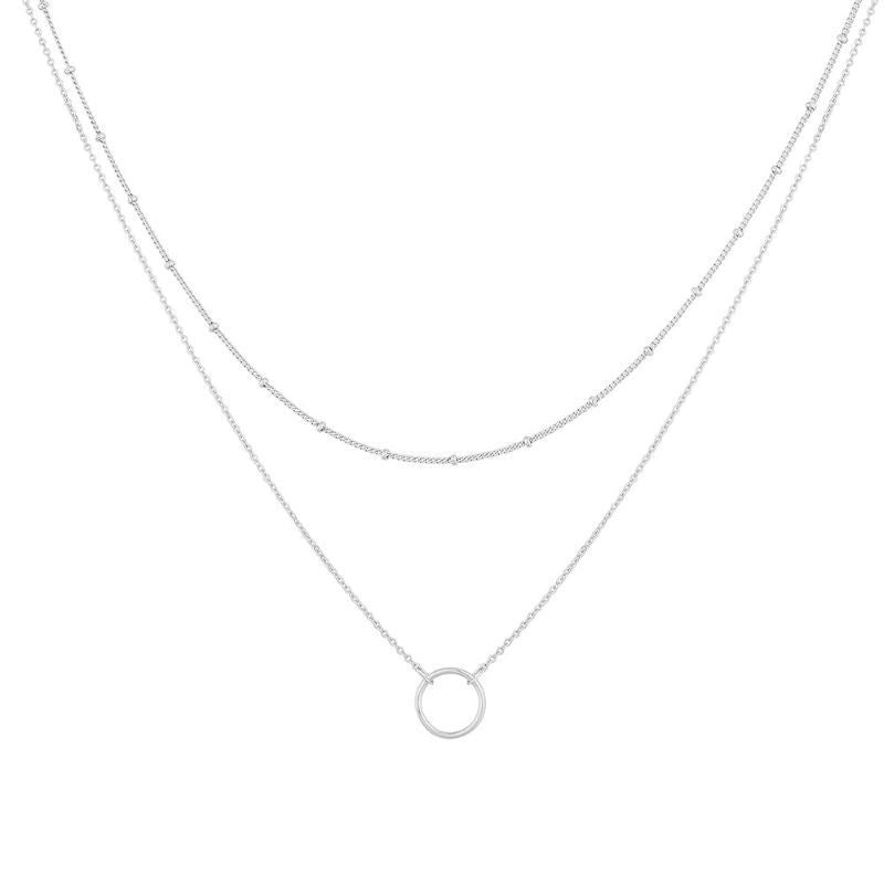 Collar de doble capa de anillo redondo retro simple