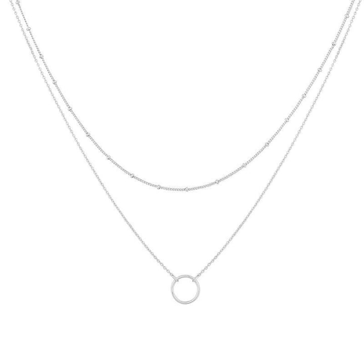 Collar de doble capa de anillo redondo retro simple