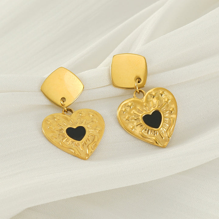 Dripping Oil Heart Earrings Female Stylish Pendant