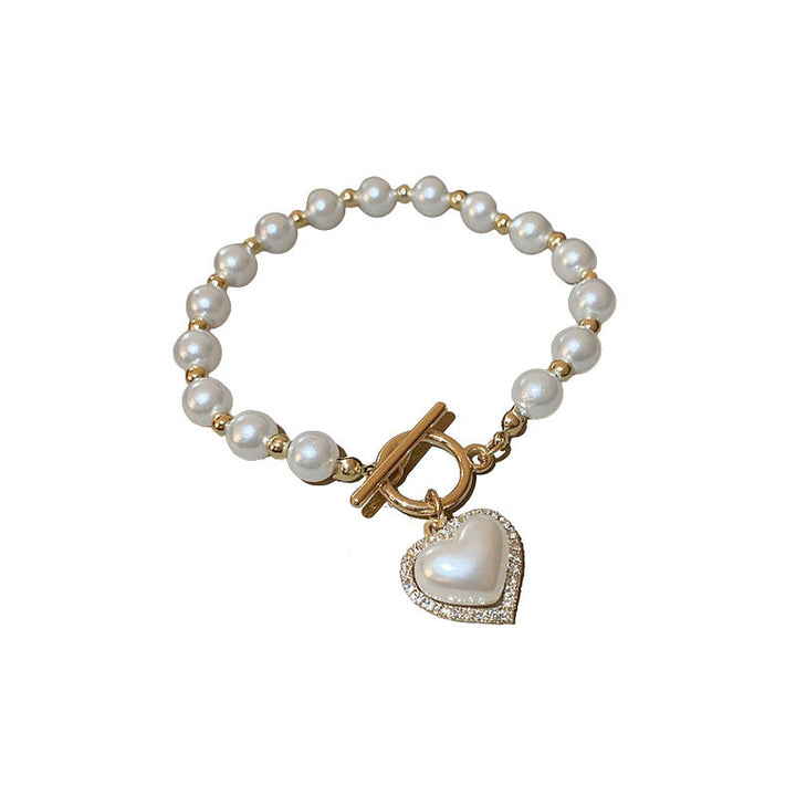 Diamante OT Buckle Pearl Heart Bracelet