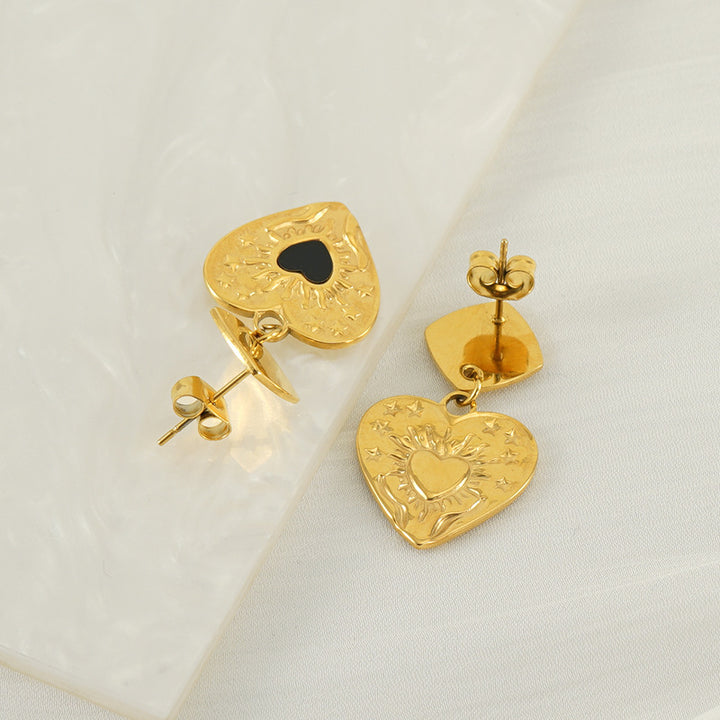 Dripping Oil Heart Earrings Female Stylish Pendant